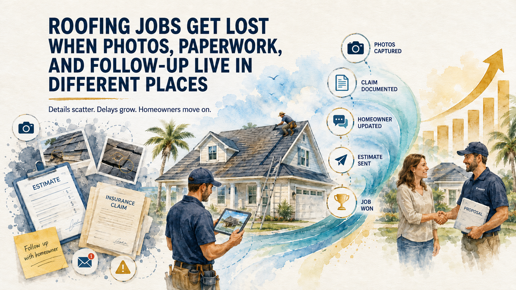 Why Roofing Companies Lose Jobs When Inspection Photos, Insurance Paperwork, and Homeowner Follow-Up Live in Different Places